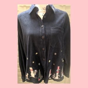 Christopher & Banks Vegan Suede Christmas Shirt M